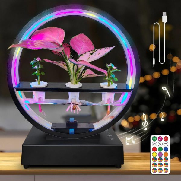 Other |   Decorative RGB Atmosphere Lamp Ornament Plant Growth Light Hydroponic Ecological System Black LED Lighting Black