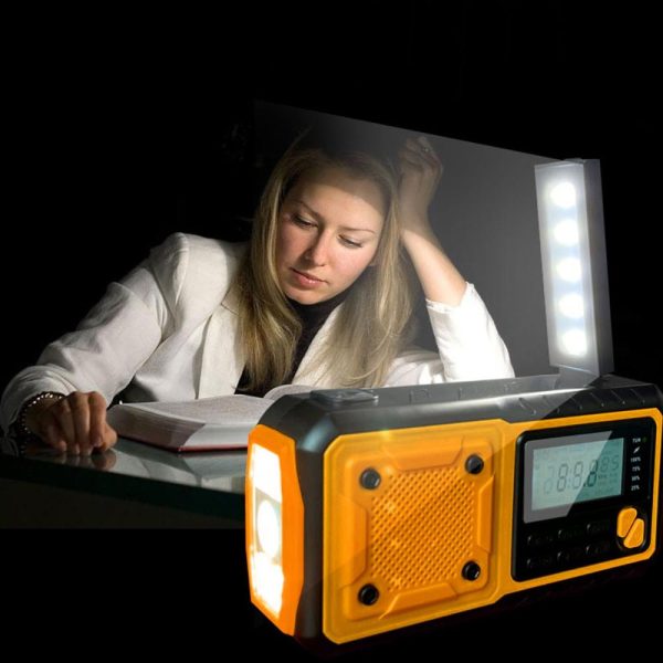 Other |   Emergency Weather Radio Outdoor Solar Hand Crank Radio Flashlight Reading Lamp SOS Alarm Black & Orange LED Lighting Black & Orange