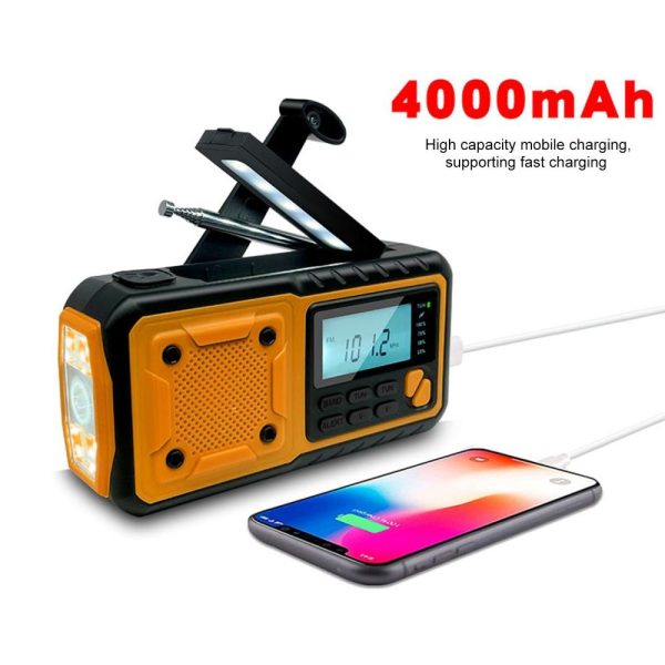 Other |   Emergency Weather Radio Outdoor Solar Hand Crank Radio Flashlight Reading Lamp SOS Alarm Black & Orange LED Lighting Black & Orange