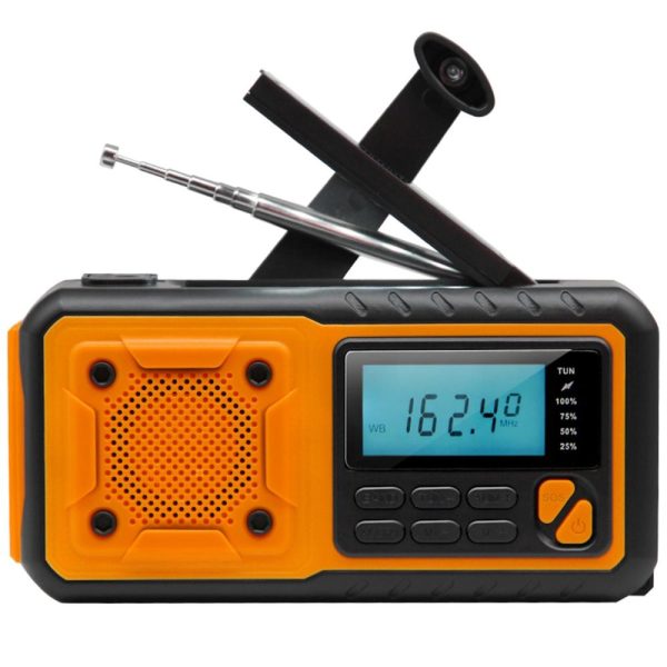 Other |   Emergency Weather Radio Outdoor Solar Hand Crank Radio Flashlight Reading Lamp SOS Alarm Black & Orange LED Lighting Black & Orange