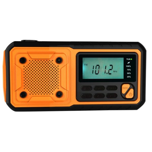 Other |   Emergency Weather Radio Outdoor Solar Hand Crank Radio Flashlight Reading Lamp SOS Alarm Black & Orange LED Lighting Black & Orange