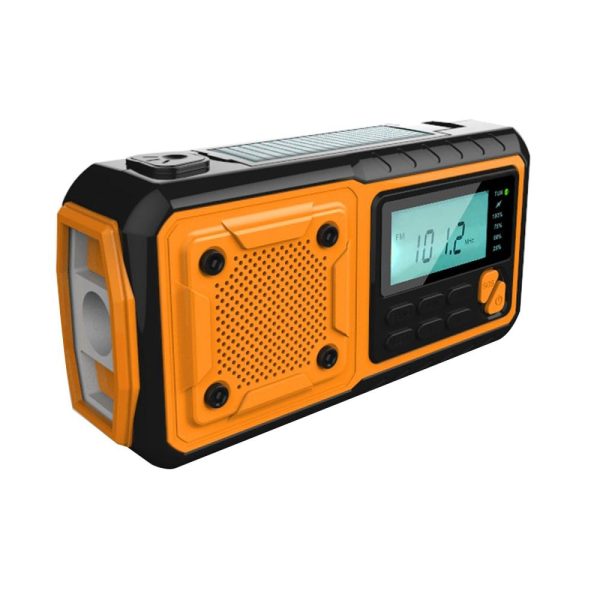 Other |   Emergency Weather Radio Outdoor Solar Hand Crank Radio Flashlight Reading Lamp SOS Alarm Black & Orange LED Lighting Black & Orange