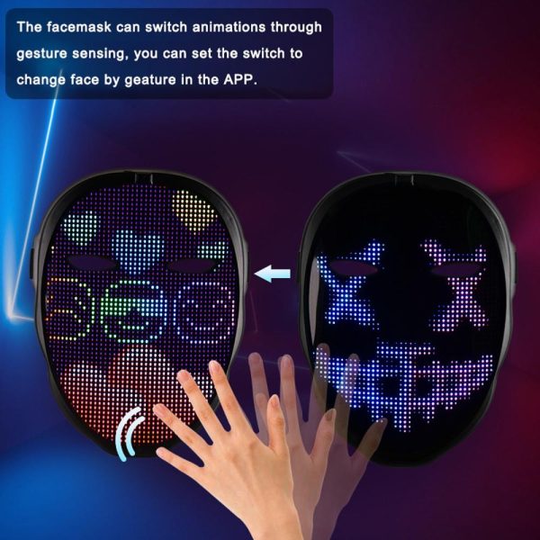 Other |   LED Luminous Facemask Light-up Face Mask Costume Mask Gesture Sensing Control Black LED Lighting Black