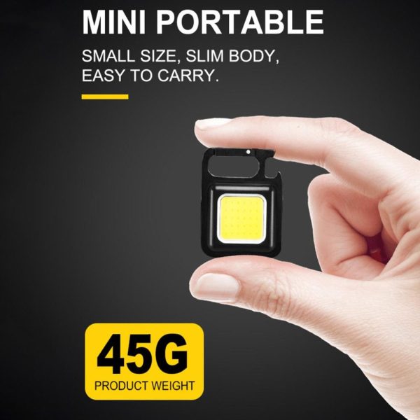 Other |   Mini Portable Keychain Light COB Camping Lantern Magnetic Suction Lock Hook Bottle Opener Fast Charging Black LED Lighting Black