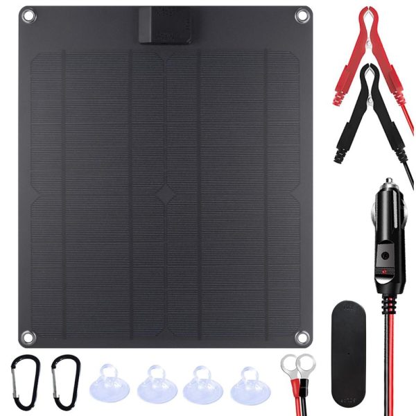 Other |   Monocrystalline Silicon Outdoor Cell Phone Solar Charging Panel Mobile Power Solar Charger Black LED Lighting Black