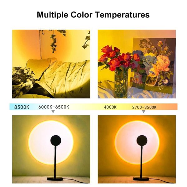 Other |   RGB Sunset Atmosphere Lamp 360° Adjustable Sunset Projection Light with Remote Controller(RGB + Warm White) Black LED Lighting Black