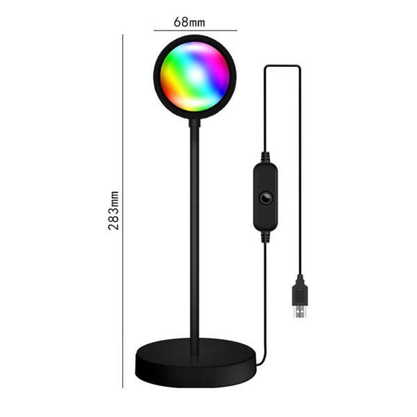 Other |   RGB Sunset Atmosphere Lamp 360° Adjustable Sunset Projection Light with Remote Controller(RGB + Warm White) Black LED Lighting Black