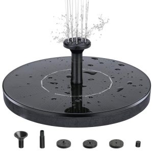 Other |   Solar Fountain Pump Bird Bath Fountain Floating Fountain for Pools with 4 Spraying Nozzles Courtyard Landscape Fountain Black LED Lighting Black