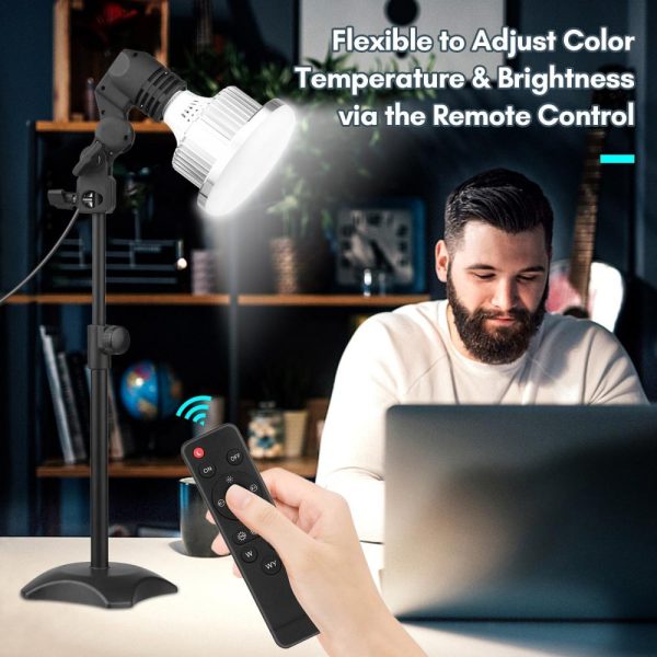 Other |   Tabletop Photography LED Lighting Kit with 85W Light Bulb Dimmable 3200K-5500K + E27 Lamp Socket + Desktop Stand + Remote Control for Home Studio Photography LED Lighting Other