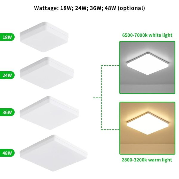 RGB Controlers |   18W 2800-3200K LEDs Ceiling Light Flush Mounting Square Ceiling Lamp for Kitchen Bedroom Hallway LED Lighting RGB Controlers