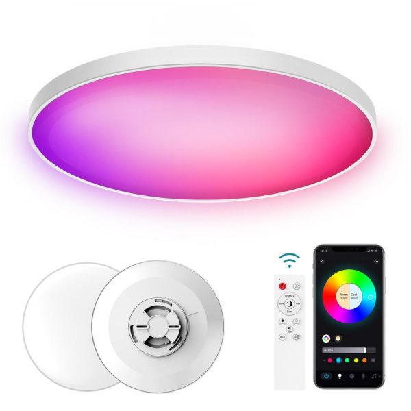 RGB Controlers |   220V Wi-fi+BT 2.4G Remote Controlling 30W Intelligent RGB Dimming Ceiling Lamp LED Lighting RGB Controlers