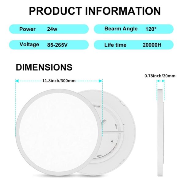 RGB Controlers |   24W Ceiling Lamp 120-Degree Beam Angle Full Plastic Well Sealed for Living Room Workspace LED Lighting RGB Controlers