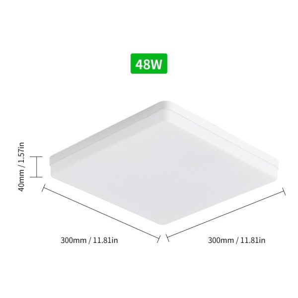 RGB Controlers |   48W 2800-3200K LEDs Ceiling Light Flush Mounting Square Ceiling Lamp for Kitchen Bedroom Hallway LED Lighting RGB Controlers