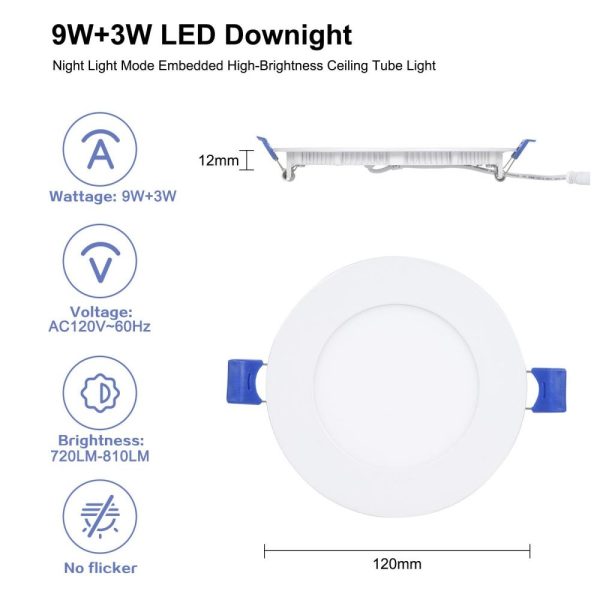 RGB Controlers |   4PCS 9W+3W LED Downight with Night Light Mode White LED Lighting RGB Controlers