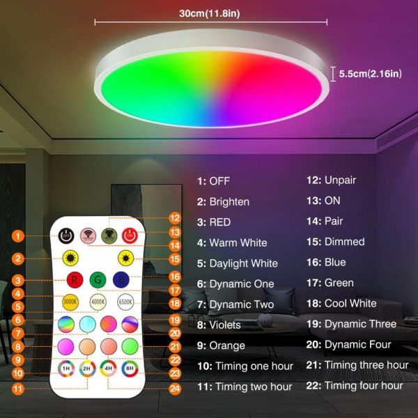 RGB Controlers |   AC220-240V 24W Intelliegnt 84LEDs Ceiling Light White LED Lighting RGB Controlers