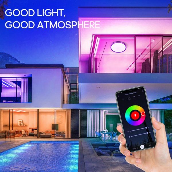 RGB Controlers |   Intelligent Ceiling Lamp Round Rim Luminous WIFI BT Remote Control RGBCW Dimmable Voice Control Living Room Bedroom Lamp White LED Lighting RGB Controlers