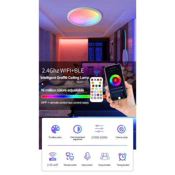 RGB Controlers |   Intelligent Graffiti Ceiling Lamp WIFI BT 2.4G Remote Control RGBCW Dimming Intelligent Voice Control Living Room Ceiling Lamp White LED Lighting RGB Controlers