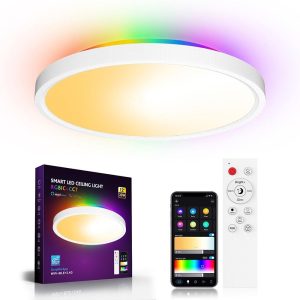 RGB Controlers |   LED Ceiling Light 30W 2700LM Round Flat Panel Light WiFi BT RGBIC/CCT/RGB 2700K-6500K Dimmable Color Changing App Control with 2.4G Remote Control White LED Lighting RGB Controlers