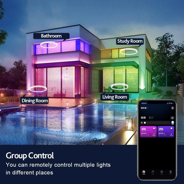 RGB Controlers |   LED Ceiling Light 30W 2700LM Round Flat Panel Light WiFi BT RGBIC/CCT/RGB 2700K-6500K Dimmable Color Changing App Control with 2.4G Remote Control White LED Lighting RGB Controlers