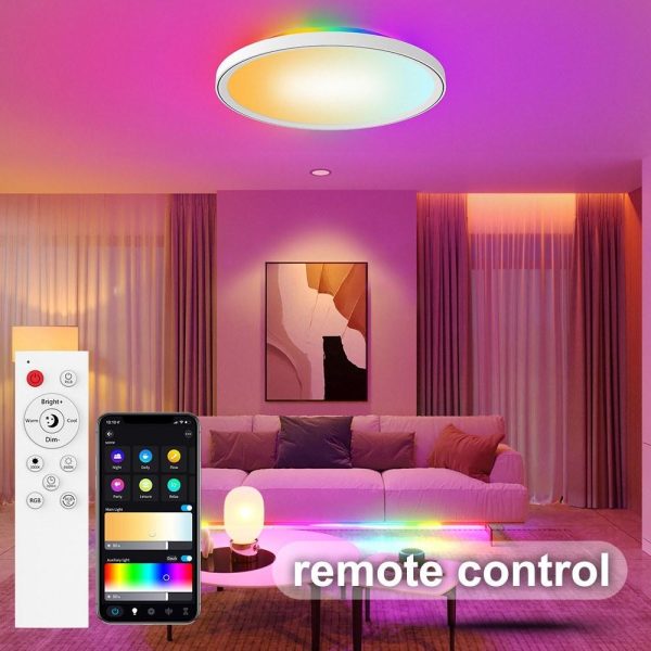 RGB Controlers |   LED Ceiling Light 30W 2700LM Round Flat Panel Light WiFi BT RGBIC/CCT/RGB 2700K-6500K Dimmable Color Changing App Control with 2.4G Remote Control White LED Lighting RGB Controlers