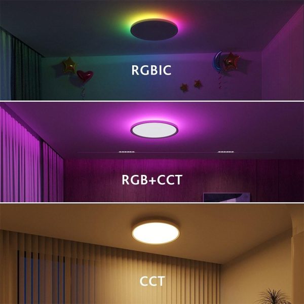 RGB Controlers |   LED Ceiling Light 30W 2700LM Round Flat Panel Light WiFi BT RGBIC/CCT/RGB 2700K-6500K Dimmable Color Changing App Control with 2.4G Remote Control White LED Lighting RGB Controlers