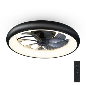 RGB Controlers |   Modern Ceiling Fan Lamp Semi-Flush Mount Ceiling Fan with LED Lights with Remote Control APP Control for Bedroom Living Room Study Black With Transparent Gray LED Lighting Black With Transparent Gray