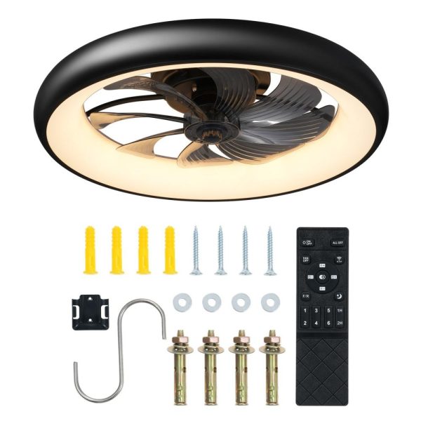 RGB Controlers |   Modern Ceiling Fan Lamp Semi-Flush Mount Ceiling Fan with LED Lights with Remote Control APP Control for Bedroom Living Room Study Black With Transparent Gray LED Lighting Black With Transparent Gray