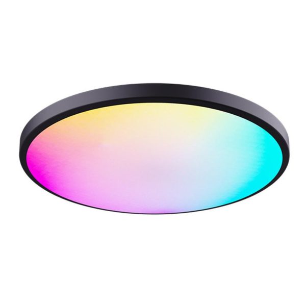 RGB Controlers |   RGBCW Ceiling Lamp Full Color Dimming APP BT Remote Control Intelligent Voice Control Bedroom Round Ceiling Lamp Black LED Lighting Black