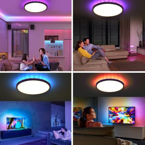 RGB Controlers |   Round RGBCW Ceiling Lamp BT Remote Dimmable Bedroom Ceiling Lamp White LED Lighting RGB Controlers