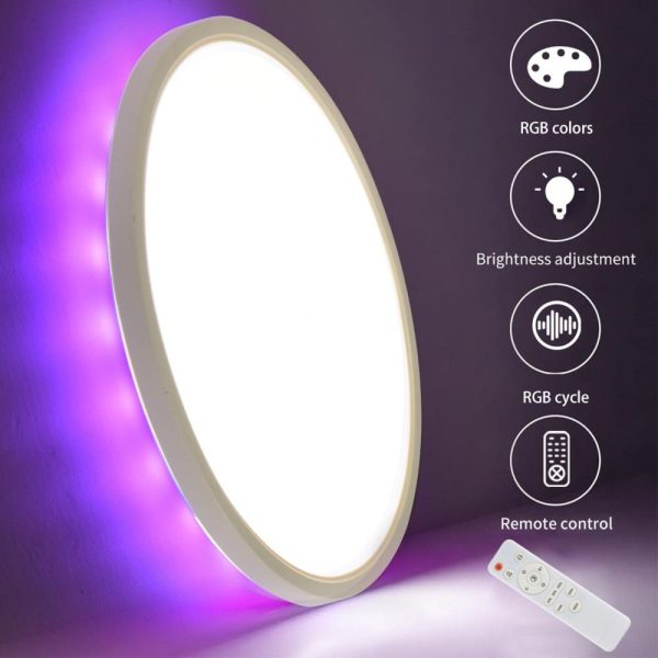 RGB Controlers |   Round RGBCW Ceiling Lamp BT Remote Dimmable Bedroom Ceiling Lamp White LED Lighting RGB Controlers