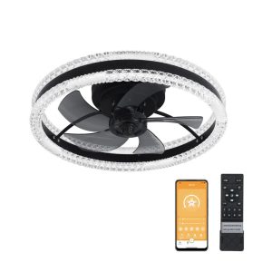 RGB Controlers |   Semi-Flush Mount Ceiling Fan Light Low Noise with Remote Control APP Control LED Lighting RGB Controlers