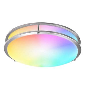 RGB Controlers |   Smart Ceiling Light 12-inch 18W Flush Mount Wi-Fi Ceiling Lamp Brushed Nickel LED Lighting Brushed Nickel