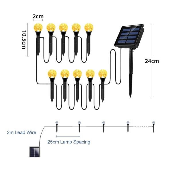 Switches |   Solar Bubbles Lawn Lamp String Set Outdoor Landscape Decoration IP65 Waterproof Leds Solar-Powered Stake Lights for Pathway/Courtyard/Garden Black LED Lighting Black