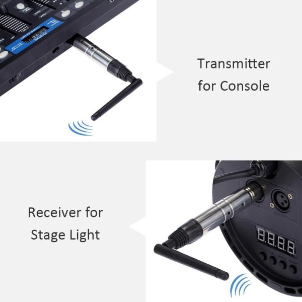 Underwater Lights |   1000M Ultra Long Distance 2.4G ISM DMX512 Wireless Transmitter and Receiver 23DBM Lighting Controller with Antenna for Stage Light PAR Effect Lamp Black & Silvery LED Lights & Flashlights Black & Silvery