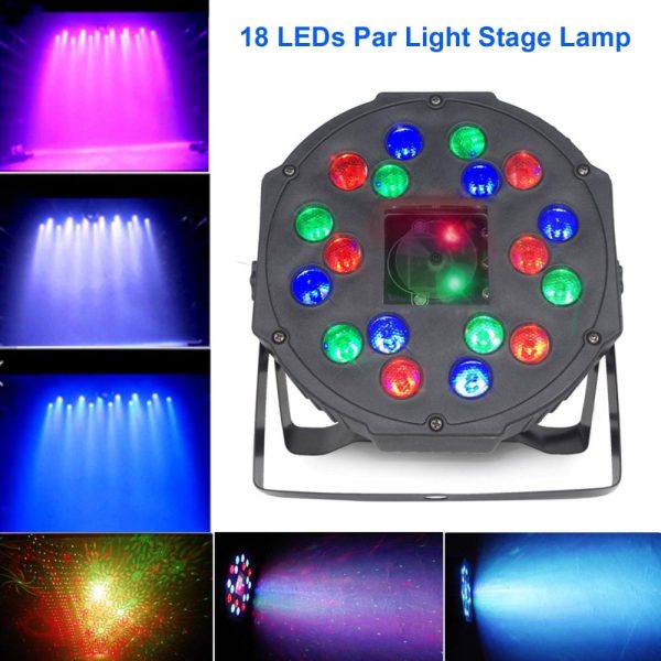 Underwater Lights |   18 LEDs Par Light Stage Lamp Lighting Supported DMX512/ Sound Activated/ Master-slave/ Strobe Mode Black LED Lights & Flashlights Black