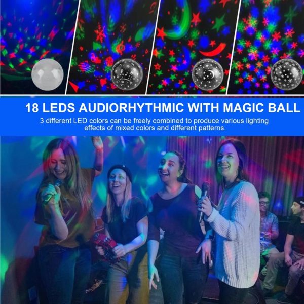 Underwater Lights |   18 Magic Balls Pat Light Stage Light Flashing Large Area Projection KTV Bar Colour Light Black LED Lights & Flashlights Black