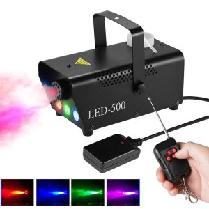 Underwater Lights |   500W RGB Portable Fog Machine with 3-Color LED Lights 250ml Tank Remote Control Black LED Lights & Flashlights Black