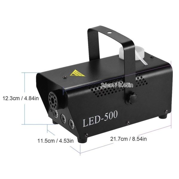 Underwater Lights |   500W RGB Portable Fog Machine with 3-Color LED Lights 250ml Tank Remote Control Black LED Lights & Flashlights Black