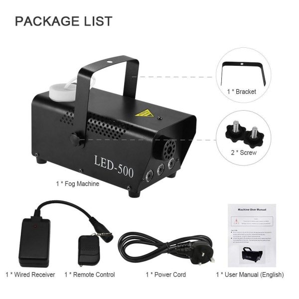 Underwater Lights |   500W RGB Portable Fog Machine with 3-Color LED Lights 250ml Tank Remote Control Black LED Lights & Flashlights Black