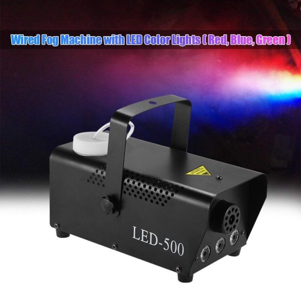 Underwater Lights |   500W RGB Portable Fog Machine with 3-Color LED Lights 250ml Tank Remote Control Black LED Lights & Flashlights Black