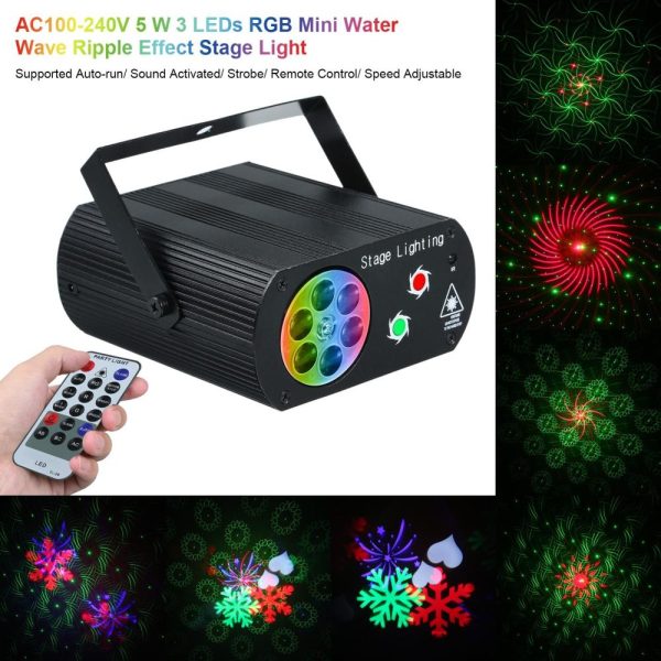 Underwater Lights |   AC100-240V 5W 3 LEDs RGB Mini Water W-ave Ripple Effect Stage Light Black LED Lights & Flashlights Black