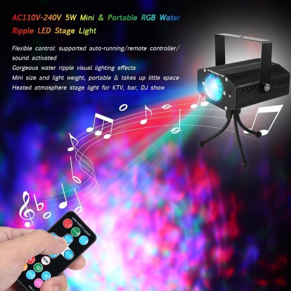 Underwater Lights |   AC110-240V 5W 3 LED RGB Mini LED Water Wave Ripple Effect Stage Light Black LED Lights & Flashlights Black