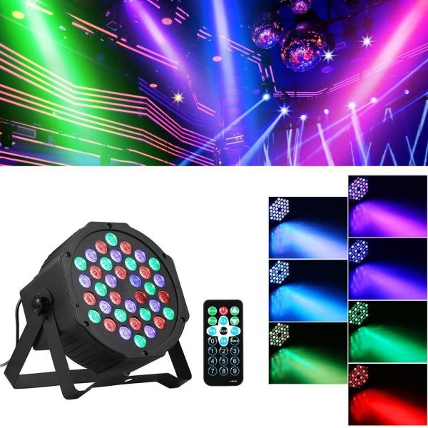 Underwater Lights |   AC90-240V 24W 36 LEDs RGB Mini Stage Par Light Lighting Fixture with IR Remote Control Controller Black LED Lights & Flashlights Black