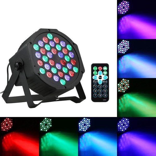 Underwater Lights |   AC90-240V 24W 36 LEDs RGB Mini Stage Par Light Lighting Fixture with IR Remote Control Controller Black LED Lights & Flashlights Black