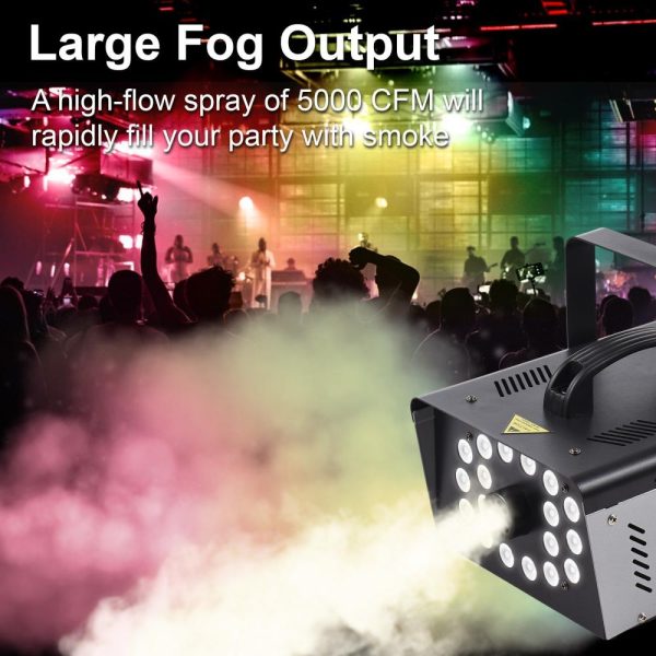 Underwater Lights |   Outdoor 18 LED Lights 13 Colors 1000W 5000CFM Smoke Machine Fog Machine with 1 Wired Receiver and 2 Wireless Remote Controls LED Lights & Flashlights Underwater Lights