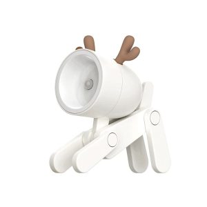 Adapter |   Cartoon Night Light Kid Lamp Mini Deer LED Desk Lamps Cute DIY Portable with Adjustable Phone Holder for Kids Students Bedroom Bookends Nursery Room Beige Adapter Adapter