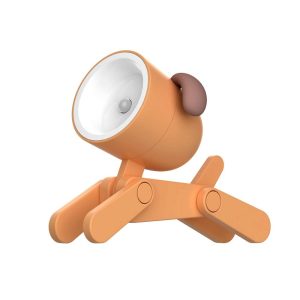 Adapter |   Cartoon Night Light Kid Lamp Mini Dog LED Desk Lamps Cute DIY Portable with Adjustable Phone Holder for Kids Students Bedroom Bookends Nursery Room Orange Adapter Adapter